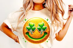St Patrick's Day Smiley Face PNG, Lucky Day PNG, Shamrock Product Image 2