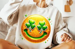 St Patrick's Day Smiley Face PNG, Lucky Day PNG, Shamrock Product Image 1