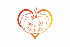 Faced Halloween Pumpkin in Heart with Gradient Color SVG Product Image 2