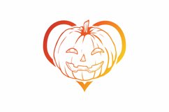 Faced Halloween Pumpkin in Heart with Gradient Color SVG Product Image 2