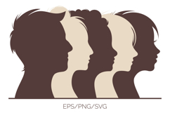 Human faces side view silhouettes EPS/PNG/SVG Product Image 1
