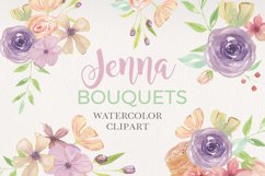 Jenna Floral Pink Watercolors Flowers Arrangements 6 Bouquet Product Image 1