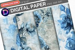 Faded Blue Roses Junk Journal Digital Paper Product Image 1