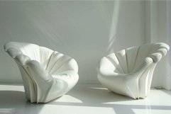 Modern white leather armchairs in bright interior Product Image 1