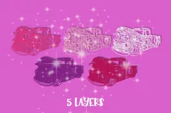 3D Christmas truck with flowers svg Papercut Mandala 3d Product Image 2
