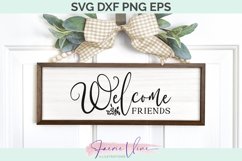 Home Sign - Welcome friends SVG DXF PNG EPS Product Image 1