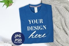 Folded T-shirt Mockup Royal Blue, T-shirt PSD mock up Product Image 1