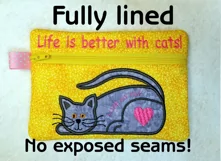 ITH Love My Cat Zipper Bag - Fully Lined, 5X7 HOOP Product Image 3