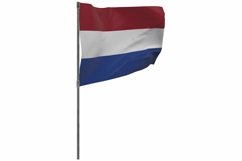 Netherlands flag on pole. Waving banner isolated. Product Image 1