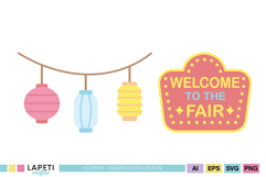 Carnival themed graphics with colorful party elements