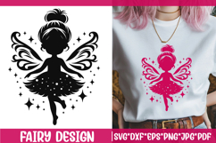 Fairy Girl Silhouette SVG Cut File. Magic Floral Fairy PNG. Product Image 1