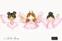 Watercolor Cute Pink Fairies | Fairy PNG Product Image 1