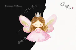 Watercolor Cute Pink Fairies | Fairy PNG Product Image 2