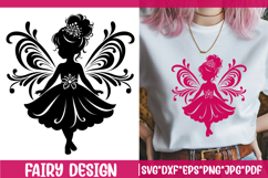 Fairy Girl Silhouette SVG Cut File. Magic Floral Fairy PNG. Product Image 1