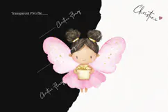 Watercolor Cute Pink Fairies | Fairy PNG Product Image 2