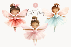 Cute Watercolor Fairy Clipart Set 3 Pastel Fairy Girls Product Image 1