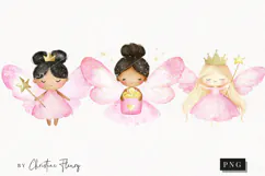 Watercolor Cute Pink Fairies | Fairy PNG Product Image 1