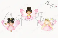 Watercolor Cute Pink Fairies | Fairy PNG Product Image 3