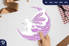 Fairy Sit in Crescent Moon for Papercut Product Image 1
