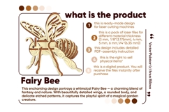 Fairy Bee Ornament - Laser Cut File, SVG Plywood Project Product Image 13