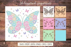 Unicorn, Fairy, Butterfly card svg |3d girl birthday card Product Image 3