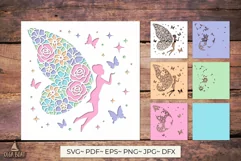 Unicorn, Fairy, Butterfly card svg |3d girl birthday card Product Image 4