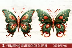 Fairy Christmas Butterfly Sublimation Clipart, Christmas PNG Product Image 1