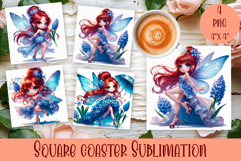 Square Coaster Fairy Sublimation Design Png | Summer Png Product Image 1