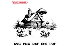 Laser Engrave Files Fairy Cottage Scene SVG PNG DXF EPS PDF Product Image 1