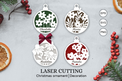 Flowers christmas personalized ornaments SVG/ laser cutting Product Image 1
