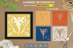 3D Shadow Box Walking Fairy in Folk Art Layered Papercut Product Image 1