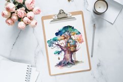 Watercolor Fairy Tree House Clipart Bundle,Tree House Clipart,House Clipart,sublimation design,design file,POD design,commercial use png,tote design png,commerial use art,vintage book clipart,cottagecore clipart,fairy door clipart,whimsical clipart,book n