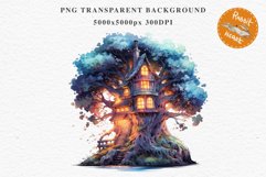 Fairy Haunted Mansion Halloween Witch Tree House Clipart PNG Tale Art Image Watercolor Transparent Print illustration sublimation kids printable digital watercolor Witchy Mansion, fairy tree house clipart, haunted mansion, Creepy Witch House, halloween