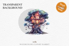 Fairy Haunted Mansion Halloween Witch Tree House Clipart PNG Tale Art Image Watercolor Transparent Print illustration sublimation kids printable digital watercolor Witchy Mansion, fairy tree house clipart, haunted mansion, Creepy Witch House, halloween