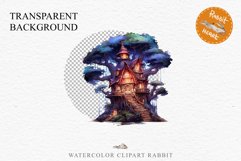 Fairy Haunted Mansion Halloween Witch Tree House Clipart PNG Tale Art Image Watercolor Transparent Print illustration sublimation kids printable digital watercolor Witchy Mansion, fairy tree house clipart, haunted mansion, Creepy Witch House, halloween