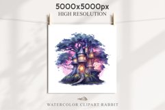 Fairy Haunted Mansion Halloween Witch Tree House Clipart PNG Tale Art Image Watercolor Transparent Print illustration sublimation kids printable digital watercolor Witchy Mansion, fairy tree house clipart, haunted mansion, Creepy Witch House, halloween