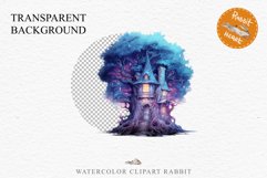 Fairy Haunted Mansion Halloween Witch Tree House Clipart PNG Tale Art Image Watercolor Transparent Print illustration sublimation kids printable digital watercolor Witchy Mansion, fairy tree house clipart, haunted mansion, Creepy Witch House, halloween