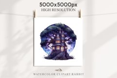 Fairy Haunted Mansion Halloween Witch Tree House Clipart PNG Tale Art Image Watercolor Transparent Print illustration sublimation kids printable digital watercolor Witchy Mansion, fairy tree house clipart, haunted mansion, Creepy Witch House, halloween