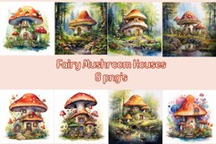 Watercolor Fairy Mushroom Clipart Product Image 1