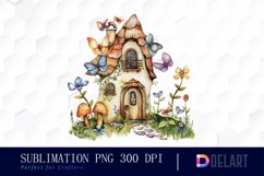 Fairy House Watercolor Clipart Product Image 1