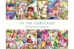 Fantasy watercolor seamless patterns with fairy elven house Product Image 1