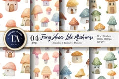 Fairy Houses Shaped as Mushrooms Soft Art Digital Paper Product Image 1