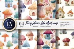 Fairy Houses Shaped as Mushrooms Soft Art Digital Paper Product Image 1
