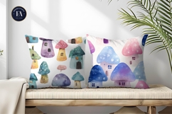 Mushroom Fairy Houses Seamless Pattern Digital Paper Product Image 2
