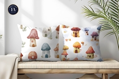 Mushroom Fairy Houses Seamless Pattern Digital Paper Product Image 2