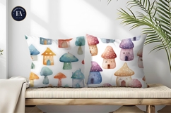 Fairy Houses Shaped as Mushrooms Soft Art Digital Paper Product Image 2