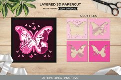 3D Shadowbox Fairy and Floral in Butterfly Shape Layered Product Image 1