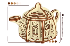 Kettle Fairy House Laser Cut File, SVG Miniature Product Image 5