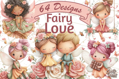 Valentine Fairy Clipart, PNG, Romantic Fairies With Hearts Product Image 1