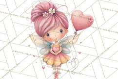 Valentine Fairy Clipart, PNG, Romantic Fairies With Hearts Product Image 3